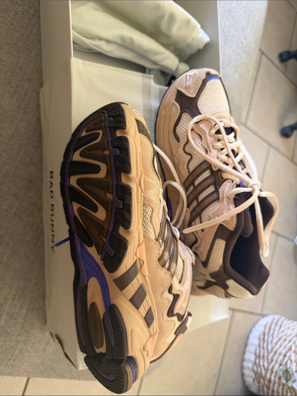 Bad bunny adidas Women's Beige, Brown and Purple Running Sneakers